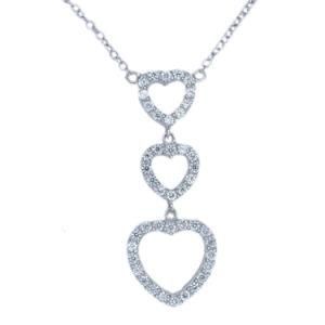 Sterling Silver Diamond Trible Heart Necklace Pendant