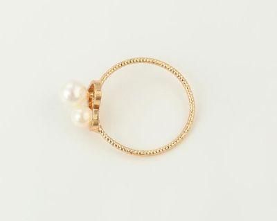 Elegant Women Jewelry Heart Shaped Imitation Pearl 18K Gold Plated Ring for Sale