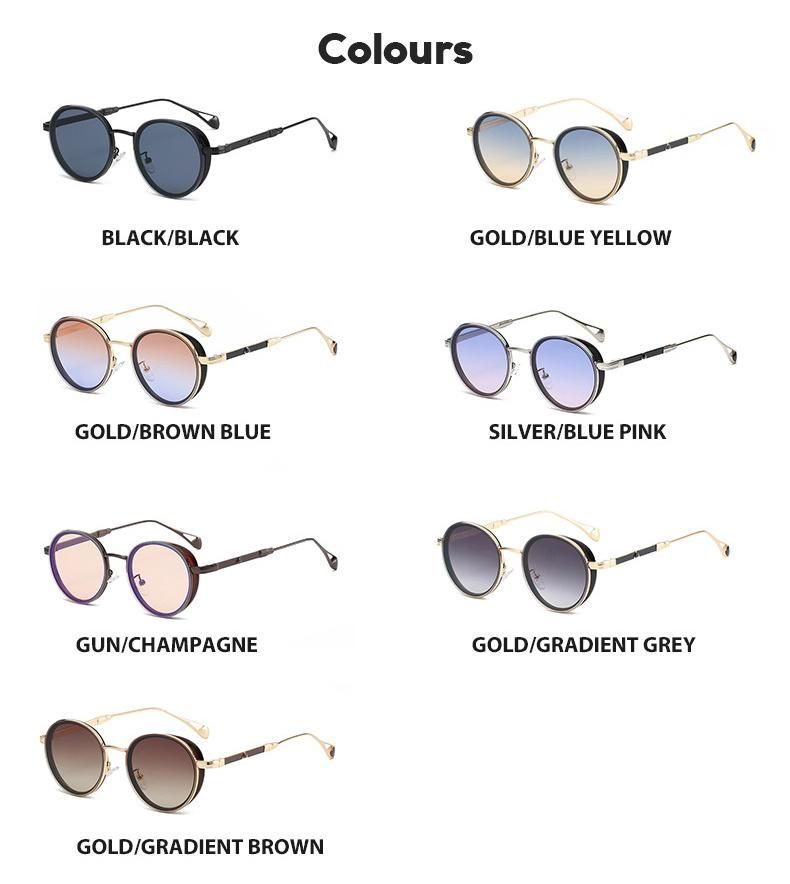 2022 Custom Logo Wholesale Women Fashion UV400 Unisex Designer Metal Round Custom Retro Vintage Sunglasses