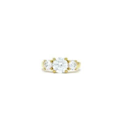 Silver 10K 14K Gold CZ Stone Ring for Female