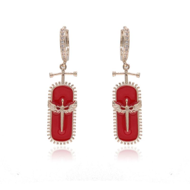 Brass Gold Plated Fashion Cross Religious Jewelry Earrings