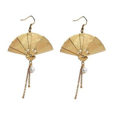 Vintage China Personalized Fan-Shaped Pearl with Tassel Earring
