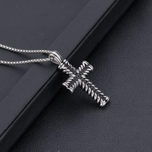 Stainless Steel Two-Tone Braided Cross Pendant Necklace