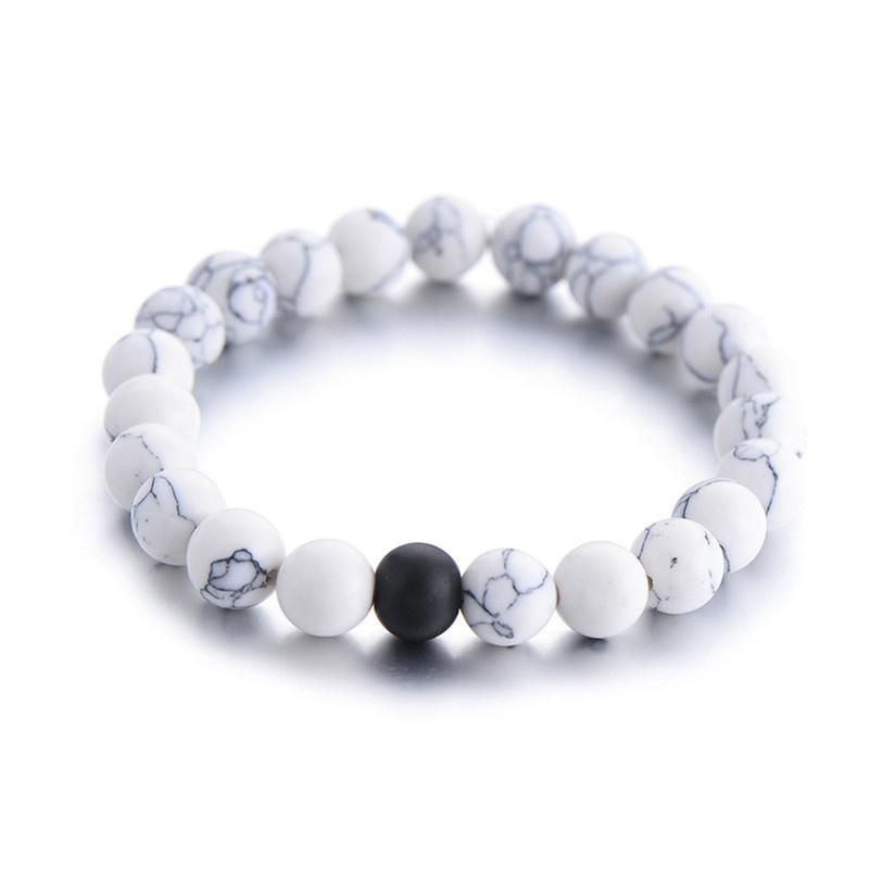 Frosted Stone White Turquoise Beads Bracelet Men Bracelets