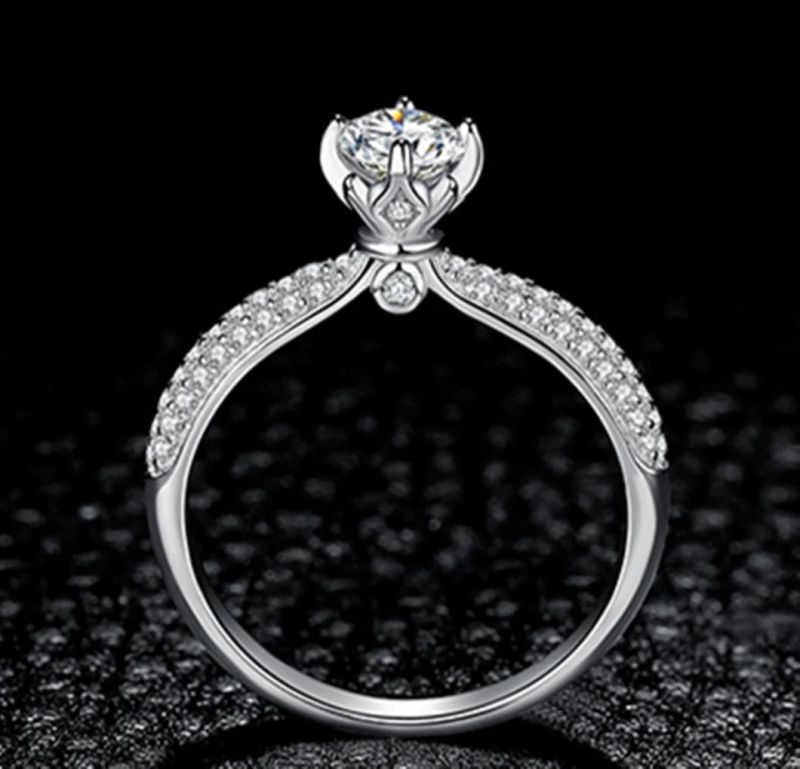 Classic Solitaire Cubic Zirconia Engagement Ring 925 Sterling Silver Trendy Ring Women Jewelry