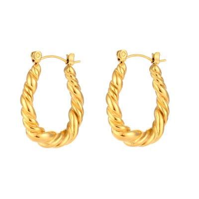 Factory Customized Fashion Jewelry 2022 New Ins Hot 18K Gold Plated Jewelry Wholesale Stainless Steel U-Shaped Twisted Earrings