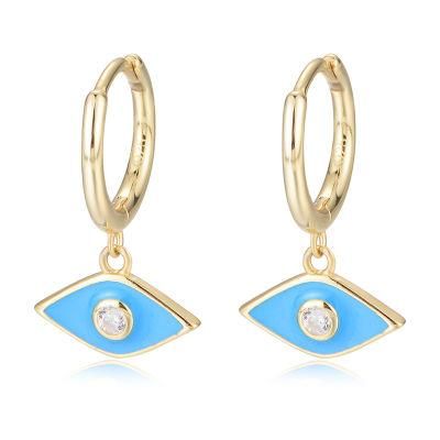 High Quality Jewelry 925 Silver Enamel Dainty Cute Eye Minimal Earring for Girl