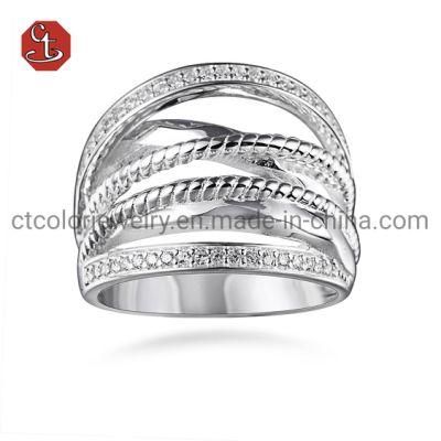 Fashion Multi-Layer Design Jewelry Twisted Silver Ring
