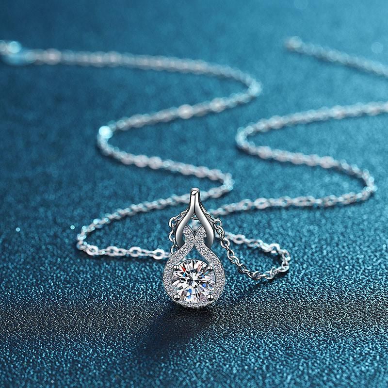 Wholesale S925 Sterling Silver Mosan Drill Gourd Necklace