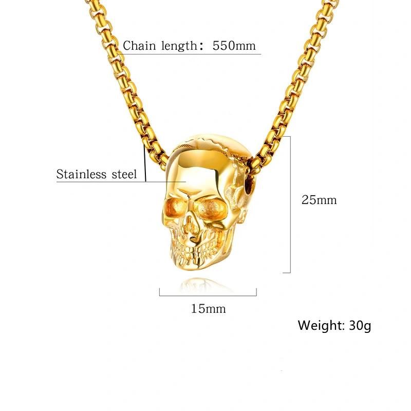 Skull Necklace for Men Stainless Steel Skull Pendant Fashion Jewelry