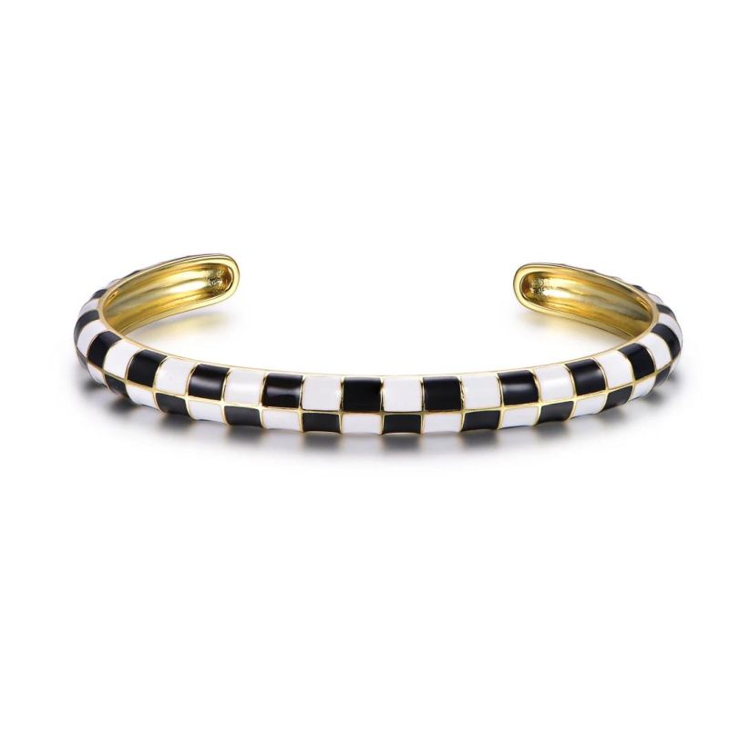 Two Color Open Enamel Bracelet for Women Bangles Jewelry Women Cuff Bracelets & Bangles 18K Gold Plated Bangles Bracelets Women