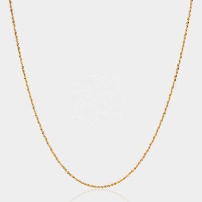 Custom Jewellery 100% Jewelry 1.3mm Long Thin 925 Sterling Silver 18K Gold Plated Twist Gold Rope Chain