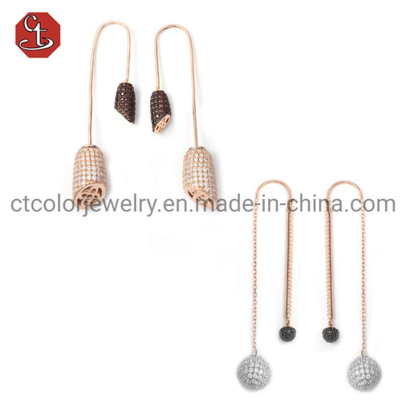 Long Tassels Ball Drop Earrings Women Temperament Jewelry Circle Dangle Earring