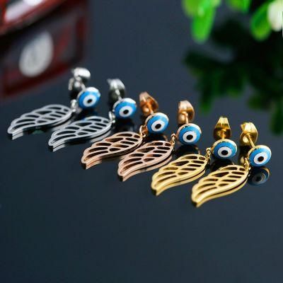 Stainless Steel Jewelry Fashion Wing Shaped Long Earrings for Girls