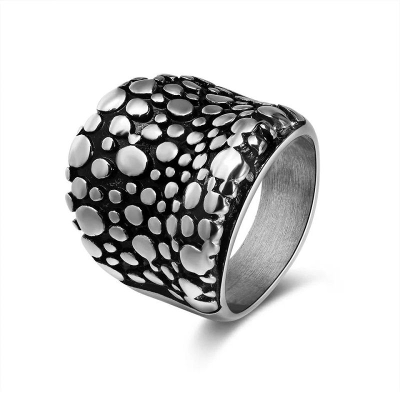 Factory Fashion Wholesale Mens Hiphop Biker Stainless Steel Ring for Custom