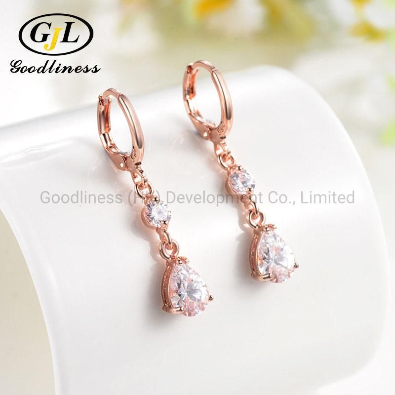 New Fashion Water Drop-Shaped Ear Pendant Pop Zircon Earring