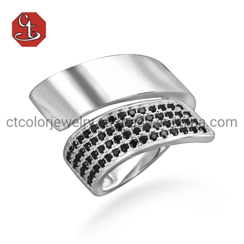 Adjustable Cubic Zircon Rings Popular Europe Style Silver or Brass Rhodium Rings