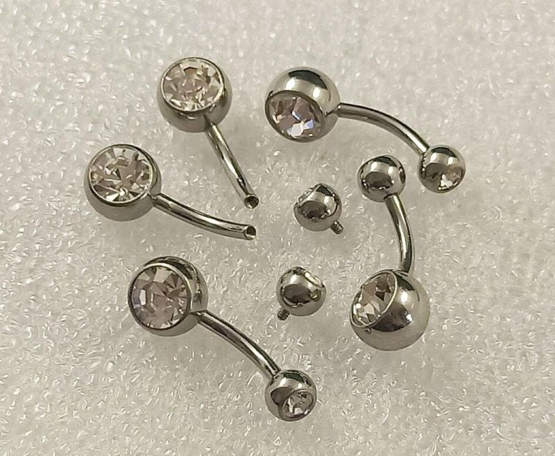 Fashion Jewelry Body Piercing G23 Titinaium ASTM F136 Titanium Piercing Double CZ Internal Thread Navel Tp1910I