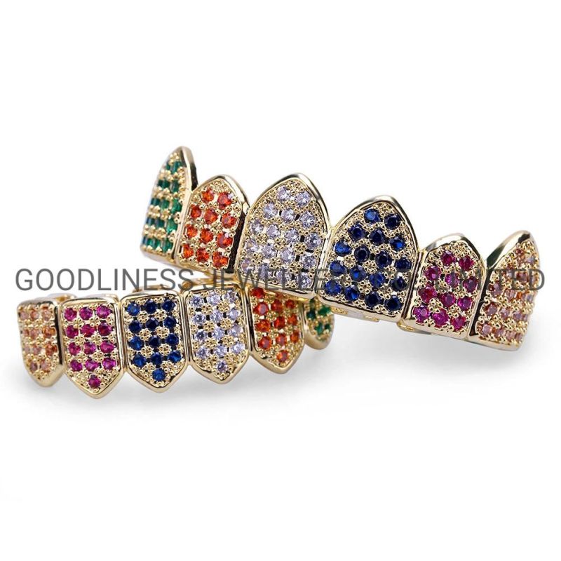 Men Fashion Accessories Colorful Pave CZ Hip Hop Rapper Jewelry