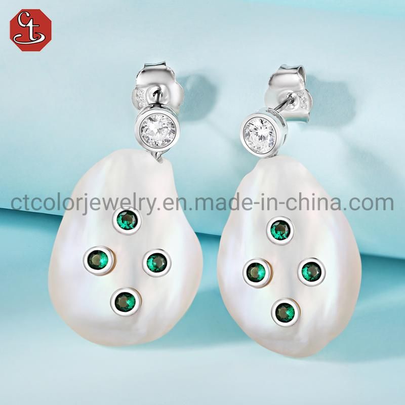 925 silver Elegant Baroque pearl pendent  Jewelry Set for girls
