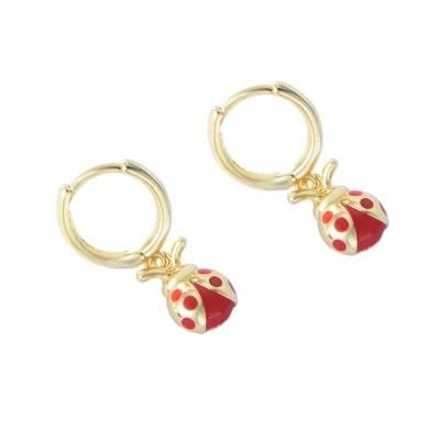2022 Trendy Ladybug Silver Earrings Jewelry 14K Gold Plated Hoop Earrings