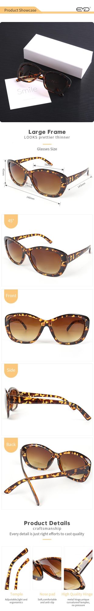 Leopard Pattern Frame Sunglasses Brown Lenses Oval Frame Sun Shades Sunglasses Anti-UV Sunglass Online Celebrity Eyewear