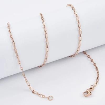 Fashion Decoration Chain Accessories Rose Gold Plated Stainless Steel Bling Cable Chain Bracelet Anklet Necklace Jewelry