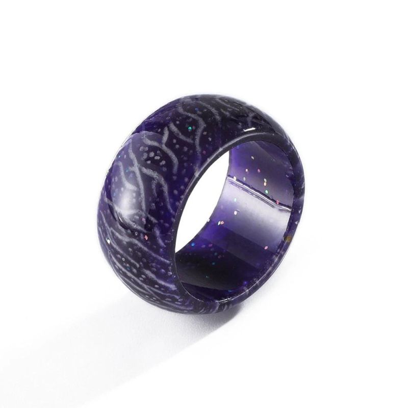 New Design Luminous Purple Blue Ring Glowing in The Dark for Women Men Jewelry Ring
