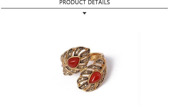 Vintage Fashion Jewelry Glod Ring with Red Rhinestone