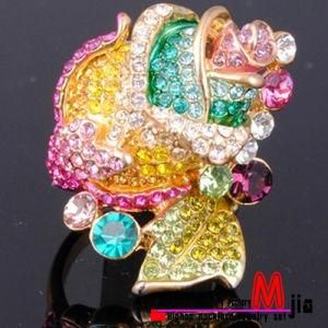 Spring Flower Zinc Alloy Earring with Multicolor Rhinestones (BH0317)