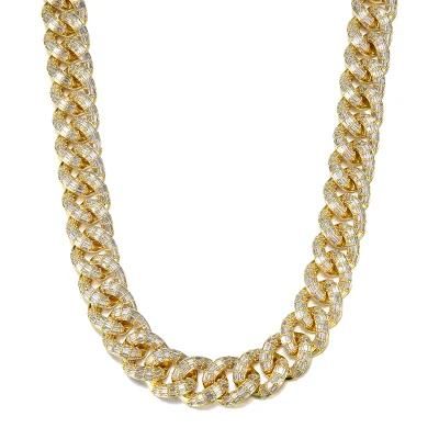 Gold Plated 3D Print Full Chain Necklace with CZ