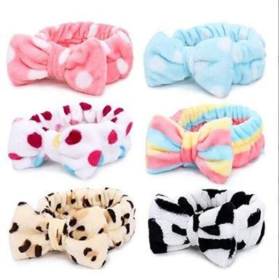 Wholesale SPA Headbands, Coral Fleece Makeup Headband Cosmetic Headband, Soft Bowknot SPA Hair Band SPA Birthday Party Supplies for Girls Women