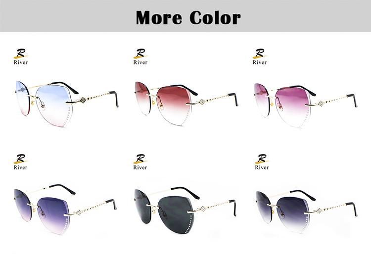 Diamond-Encrusted Custom Logo Ready Frameless Women Sunglasses