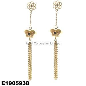Fashion Butterfly Chain Earring with Pearl Fashion Earring Silver Factory Earrings