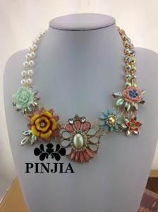 Black Resin Flower Choker Pendant Necklace Fashion Jewellery
