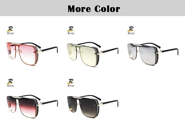 Shiny Top Flat Metal Frame Women Ready Sun Glasses