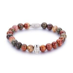 Hot New Wholesale Natural Strone Stainless Steel Skull Bead Bracelet for Women