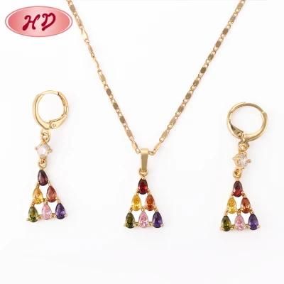 Hot Selling Cubic Zirconia Brass Jewelry 18 K Gold Plated Jewelry Set