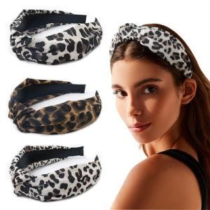 Custom Fashion Leopard Print Cross Bow Knot Headband Wholesale African Print Headband