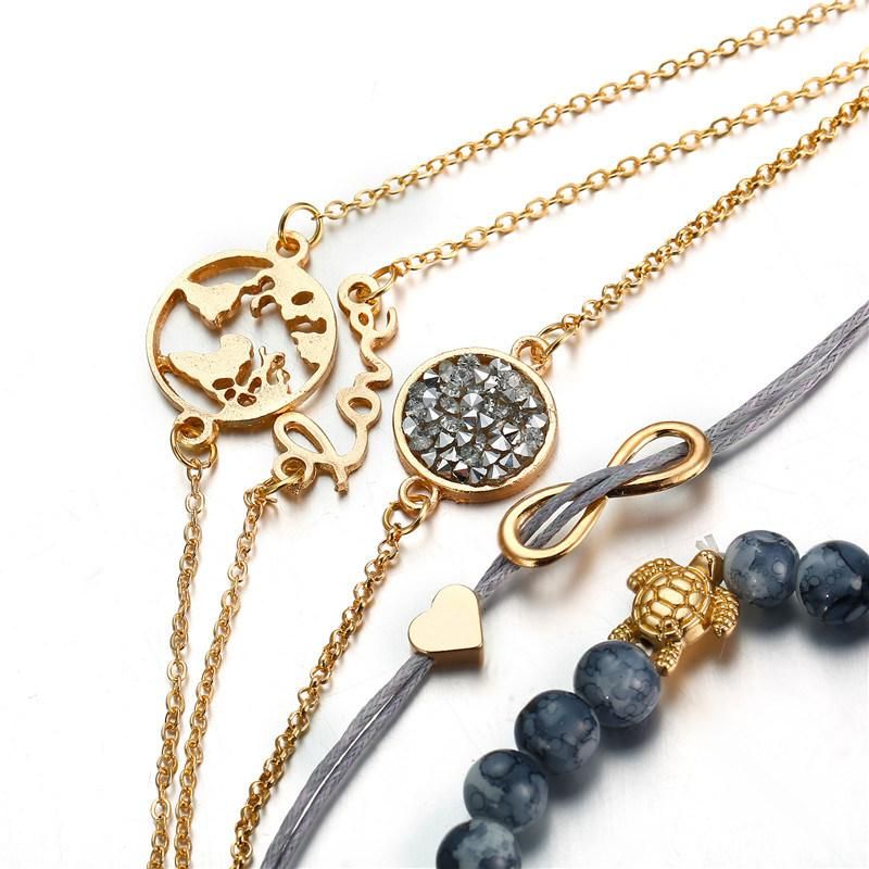 Fashion Jewelry Gifts Turtle Rope Chain Charm Bracelets Sets