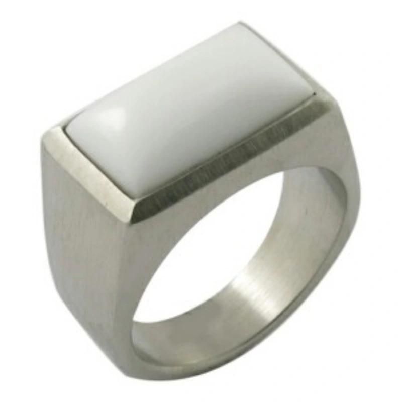 White Glass Stone Square Shape Rings