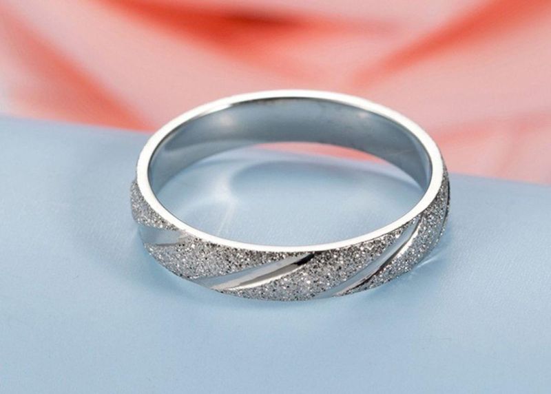 Beveled Pearl Sand Titanium Steel Couple Rings Net Red Rings Trendy Fashion Accessories