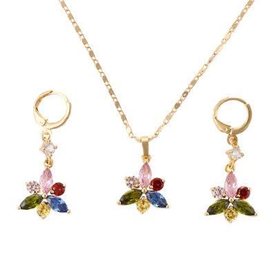Fashion Women 18K Gold Plated Costume Imitation Bracelet Ring Charm Jewelry with Earring, Pendant, Necklace Sets Jewelry