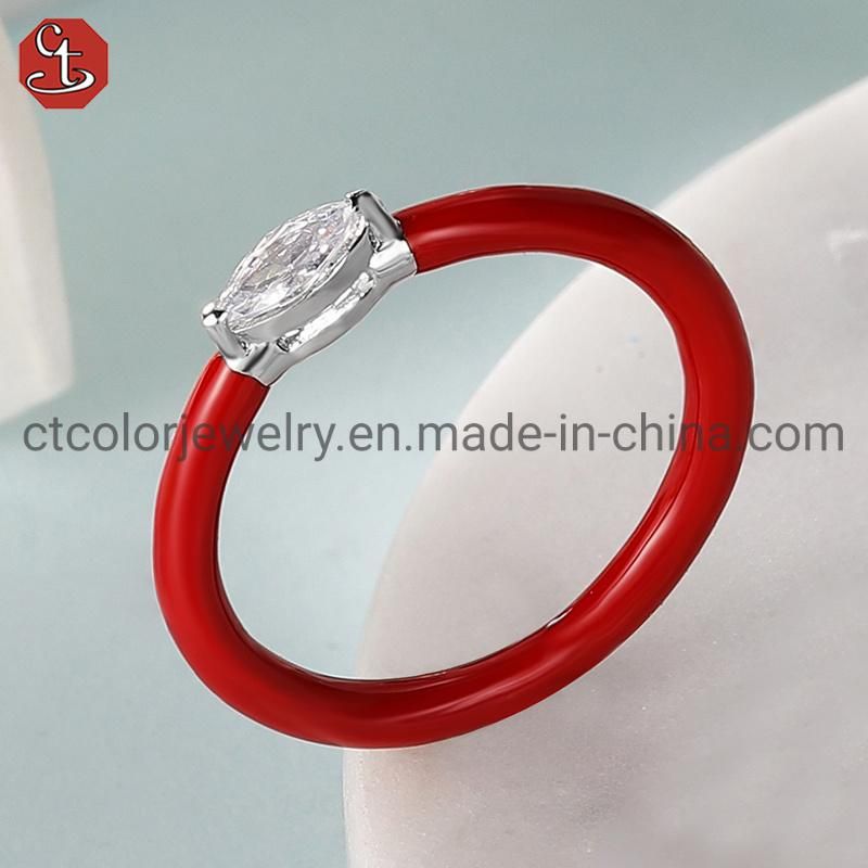 Fashion Jewelry Silver Ring Color Enamel Fashion Rings