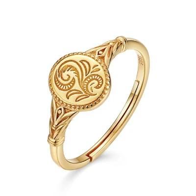 Fashion Popular 925 Silver Jewelry Women Minimalist Signet Flower Ring