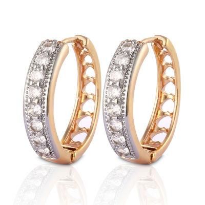 Fashion 14K 18K Gold Plated Costume Imitation Jewelry with CZ Pearl Huggie Hoop Earring for Women