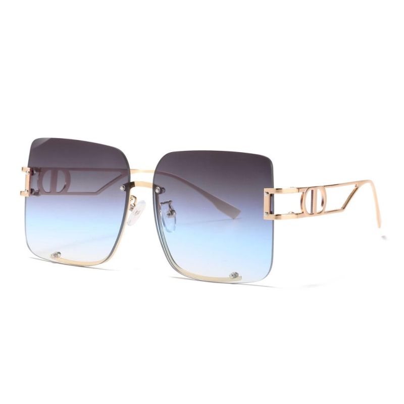 2022 No MOQ Half Frame UV400 Ocean Lens Metal Fashion Sunglasses