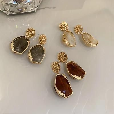 Resin Geometric Earrings Korean Vintage Irregular Earrings Personalized Versatile Earrings