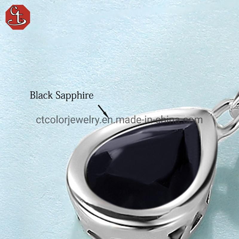 Luxury jewelry Fashion Style 925 Natural Sapphire Stone Necklace & pendant for Girls