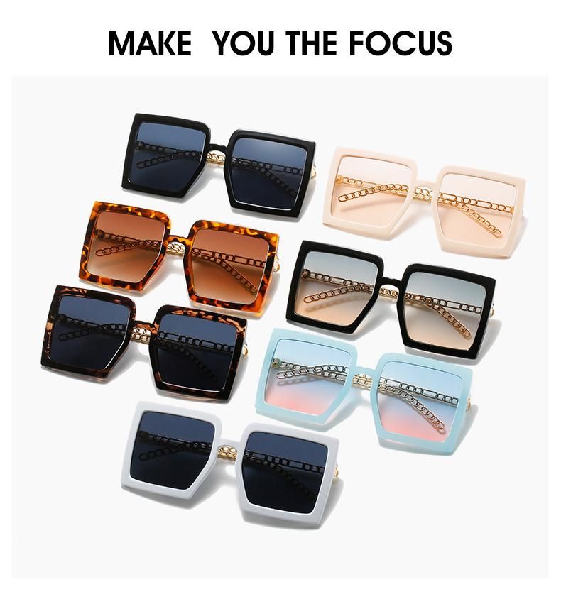 Glasses for New Retro Frame Sunglasses Female Chain Type Metal Temple Sunglasses Cross-Border Foreign Trade Glasses